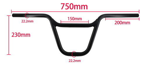 Manillar Bmx Aleación Aluminio 29.5x2.2cm Negro Negro