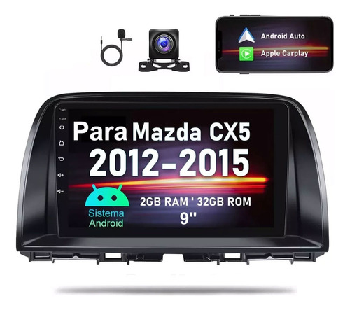 9 Autoestéreo 2+32g Carplay Gps Para Mazda Cx-5 2012-2015