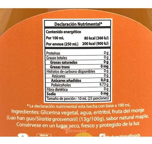 Imagen 2 de 6 de Miel Sabor Maple De Fruta Del Monje Sustituto De Azúcar