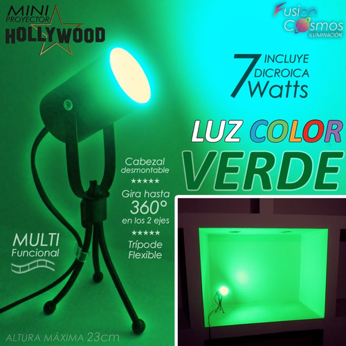 Proyector Cine Dicroica De Mesa 7w Led Luz Color A Elección 