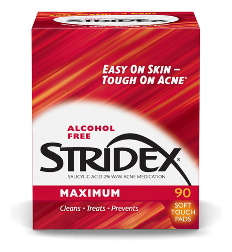 Stridex Almohadillas Medicinales Para El Acne, Maximo, 90 Un