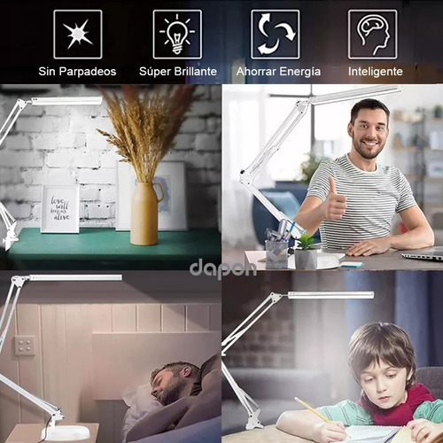 Dapon Lámpara De Escritorio Mesa Con Brazo Led 10 Modos 360° Oficina