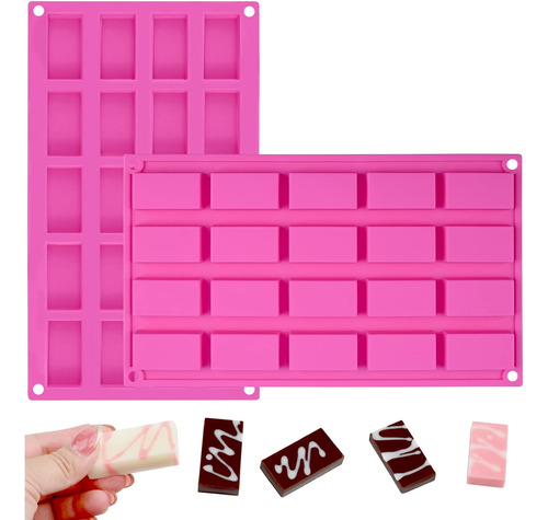 2 Pack Chocolate Bars Silicone Molds, Rectangles Candy Bars 