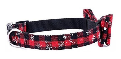 Collar Navidad Perro Con Lazo Desmontable, Cuadros