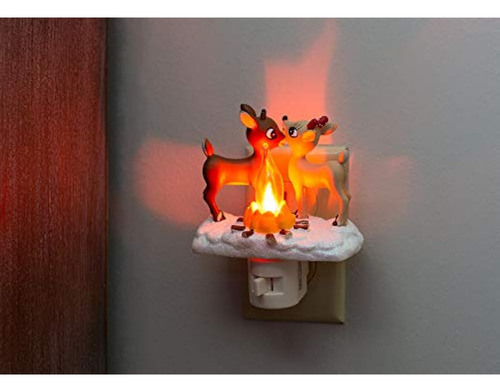 Luz Nocturna Renos Nieve Decoracion Fiesta Navidad Rudolph