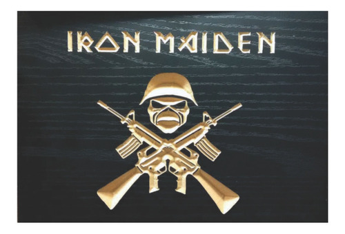 Quadro Entalhado Em Madeira - Iron Maiden Bandas Rock