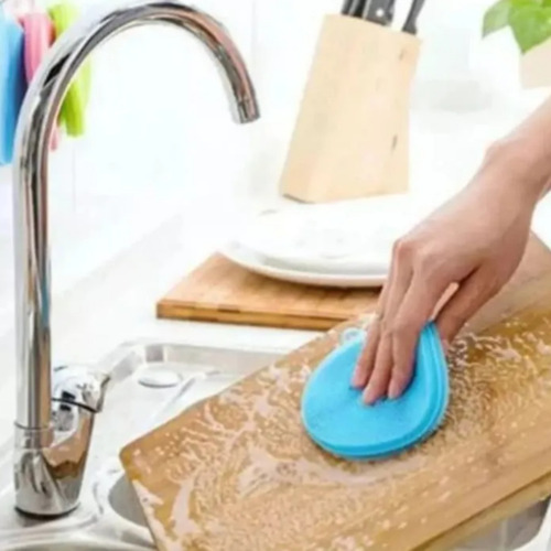 Esponja Doble De Cocina Baño Silicona Fcg Violeta