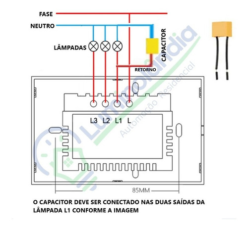 Interruptor Branco Zigbee Smart Tuya 3 Botões Sem Neutro