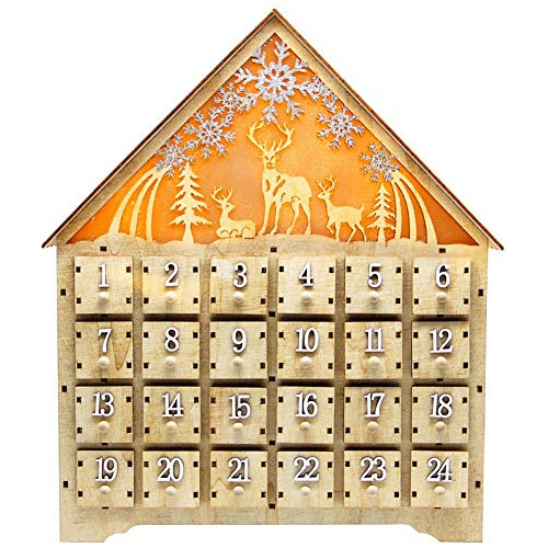 Calendario De Adviento De Madera Luces Led Navidad, 24 ...