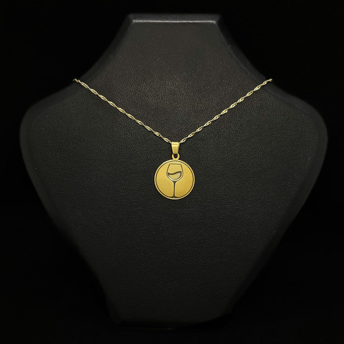 Cadena Y Dije Copa De Vino Enólogo Sommelier Oro 18k Amarillo 50 Cm