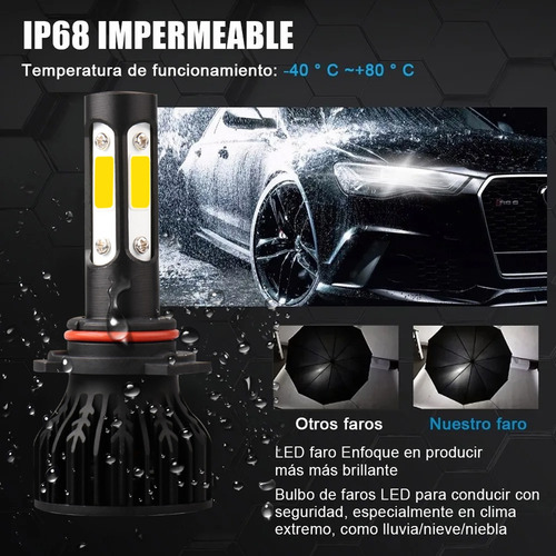 Kit De Faros Led 9012 De 4 Lados, Haz De Luz Alta Y Bajo, Su
