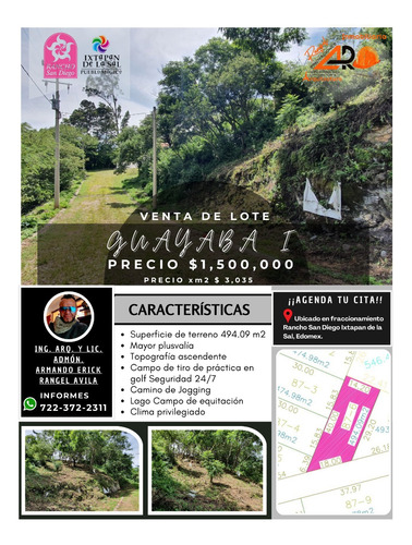 Venta Lote Guayaba I Muy Cerca Del Campo De Tiro De Práctica De Golf; Todos Los Servicios Y Proyecto Incluído En Fracc Rancho San Diego Ixtapan De La Sal Edomex