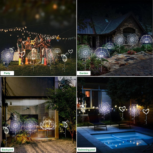Luces Solares De Jardin, 2,120 Luces De Fuegos Artificiales American Color