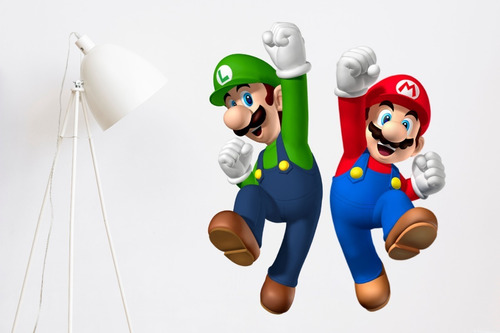 Vinilos Infantil Mario Bros Y Luigi Decorativo Pared 60x50