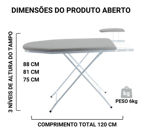 Mesa Tábua Passar Roupa Passadeira Extra Forte Grande