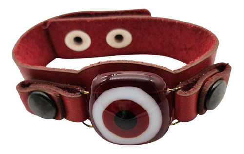Imagen 1 de 7 de Pulsera Ojito Turco Vidrio Y Cuero