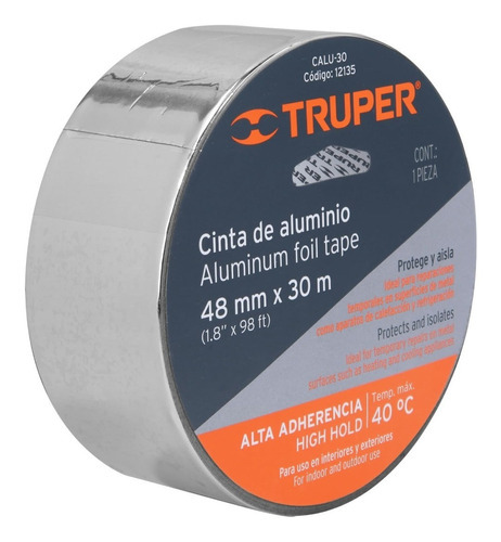 Cinta De Aluminio Adhesiva 48 Mm X 30 M Altas Temperaturas