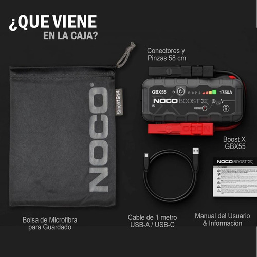 Imagen 4 de 10 de Arrancador Portatil Auto Power Bank Cargador Usb Noco 1750a
