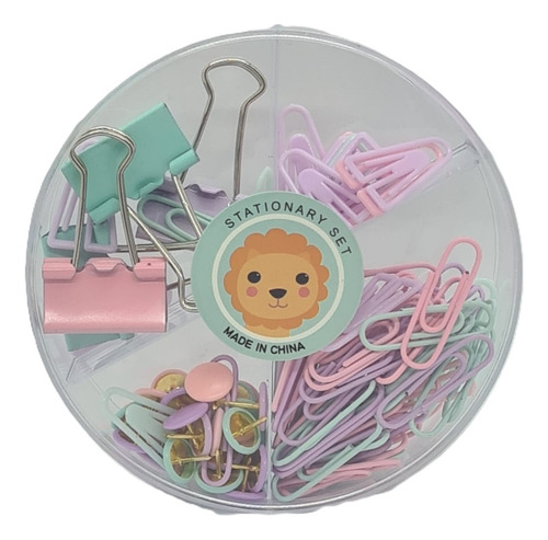 Caja Circular Plastica Con 4 Productos Super Clips Clips Multicolor