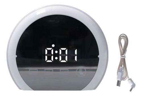 Reloj Digital Led Espejo 7 Colores Iluminación Snooze Alarma
