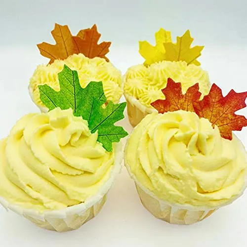 Topper Comestible Hojas Otoño Para Pasteles Y Cupcakes, 74 U