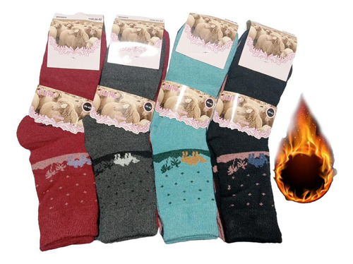 Pack 12 Calcetines Media Invierno Termica Mujer Lana 01