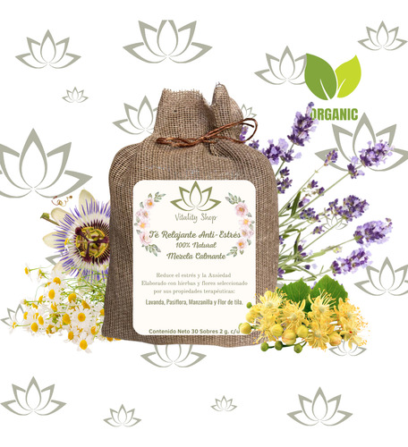 Té Relajante 100% Natural Mezcla Calmante 30 Sobres 2g. C/u