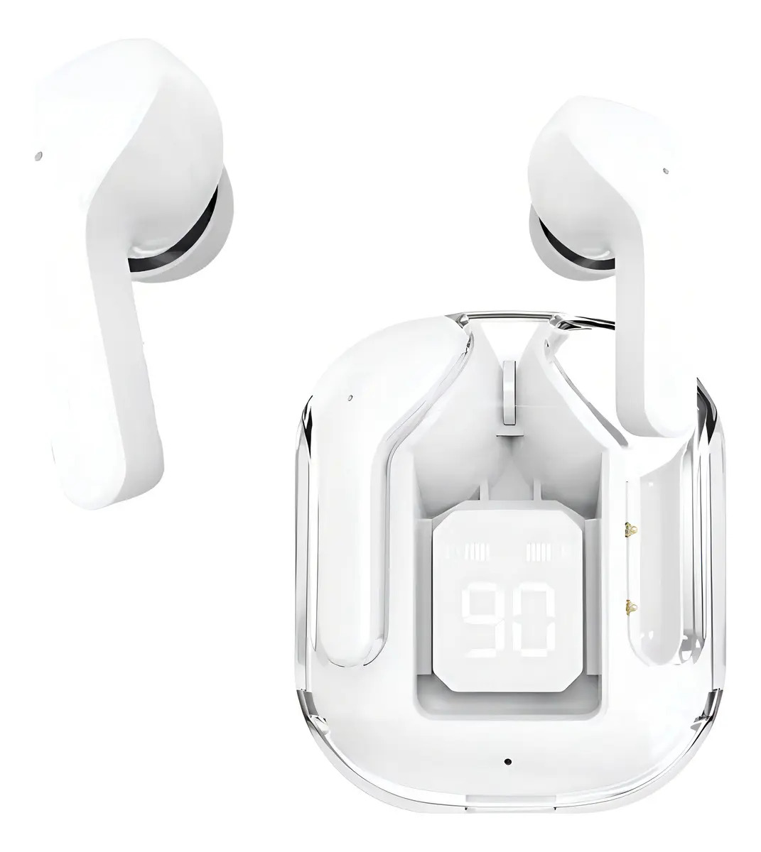 Fone Bluetooth 5.3 Tws Sem Fio C/ Display Digital Led Cor Branco