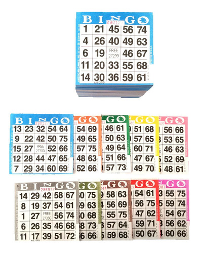 Tarjetas De Juego De Papel De Bingo - 1 Tarjeta - 10 Hojas .