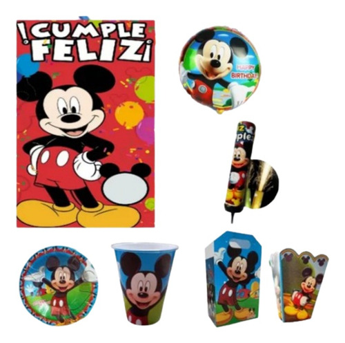 Mickey Mouse Paquete Tematico  Fiesta Articulos Kit Set 