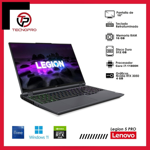 Imagen 3 de 7 de Gamer Lenovo Legion Core I7 11va + 16 Gb + 512 Ssd + Rtx 4gb