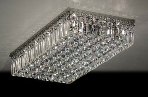 Lustre Retangular Cristal 60 X 30cm Cor Cinza 110V/220V (Bivolt)