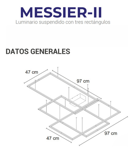 Messier-ii Lámpara Suspendida Con Tres Rectángulos -tl Apps