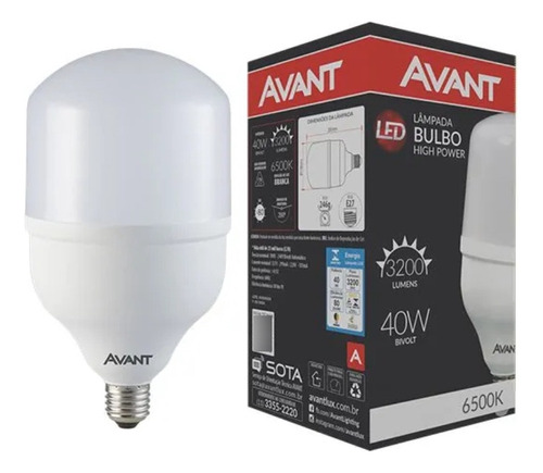 Lâmpada led Avant Bulbo HP Serie MG 40 W cor branco-frio 40W 100V/240V 6500K 3200lm