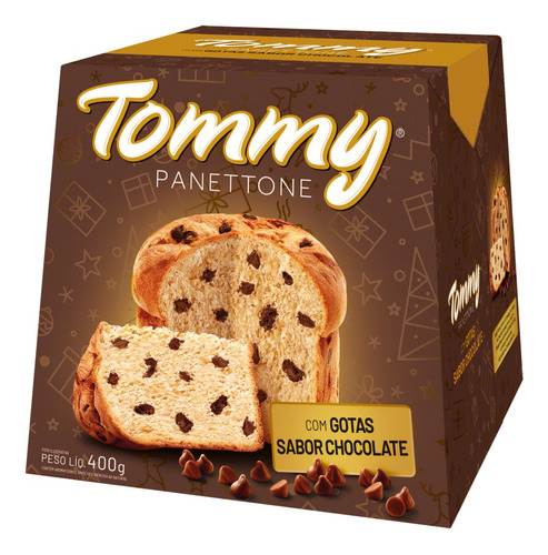 Panettone com Gotas de Chocolate Tommy Caixa 400g