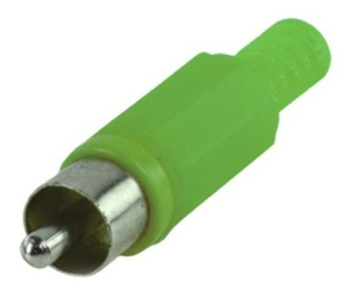Conector Plug Macho Rca Verde C/colita Flexible X5 Unidades