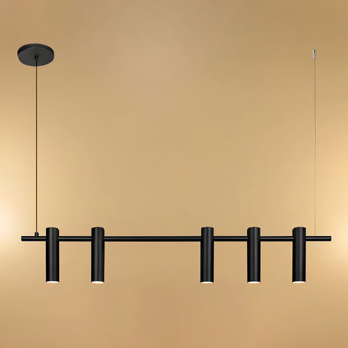 Luminária Pendente Retangular 100cm Tubos Preto
