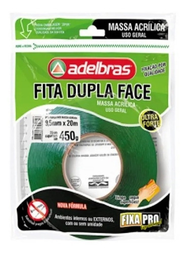 Fita Dupla Face Massa Acrílica Fixa Forte 9,5mmx20m Transp