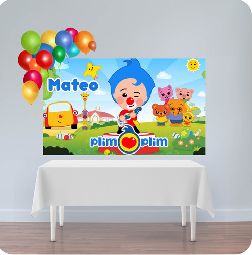 Banner Fondo Candy Bar Cumpleaños  Plim Plim 120x70