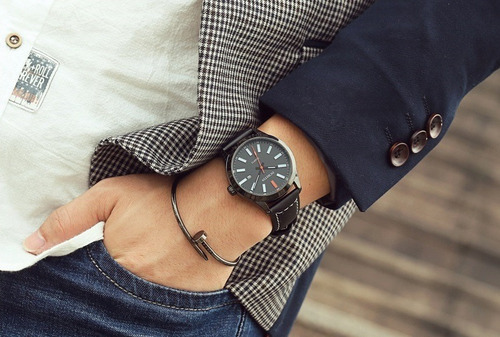 Relógio Masculino Ochstin Preto Social Luxo Pulseira Couro