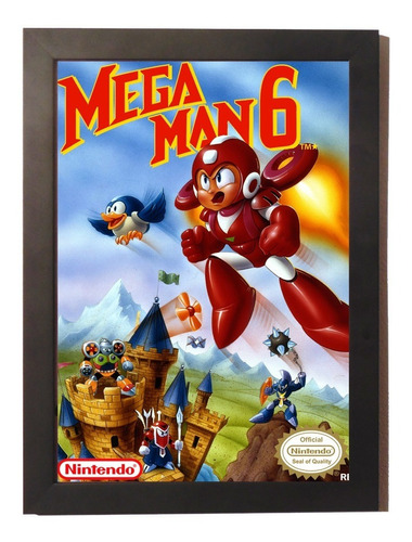 Quadro Poster Com Moldura Mega Man 6 Capcom Nintendo Game 