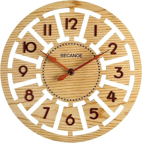 Reloj De Pared Minimalista 3d Madera Marca Becanoe