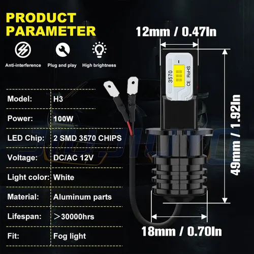 9005 9006 H3 Kit Faros Led Para 1992 1993 1994 1995 Blazer