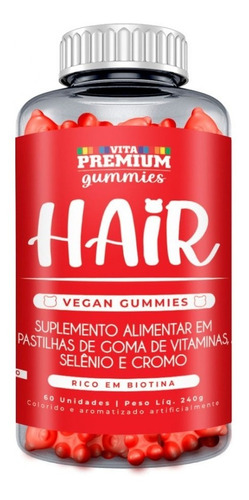 Gomas Gummies Hair C/60 Fortalecimento Cabelos Gummy