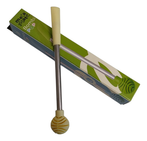 Bombilla De Acero Inoxidable Bombipop En Caja Amarillo