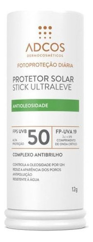 Adcos Protetor Solar Stick Antioleosidade Fps 50 Incolor 12g