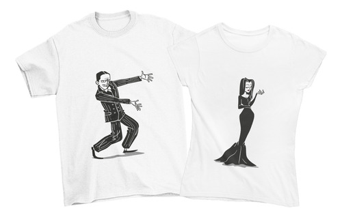 Playeras Halloween Pareja Familia Addams Homero Morticia 3