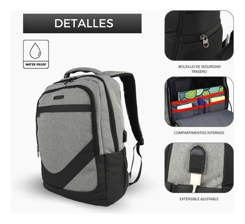 Mochila Amplia Para Laptop Original Y Resistente Puerto Usb