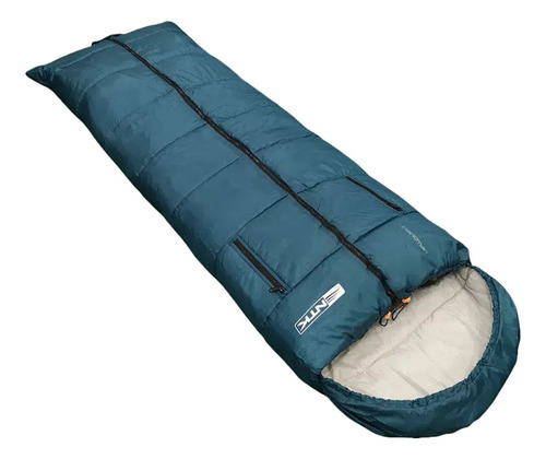 Saco de dormir NTK Handman 10°C con diseño verde liso con cremallera frontal