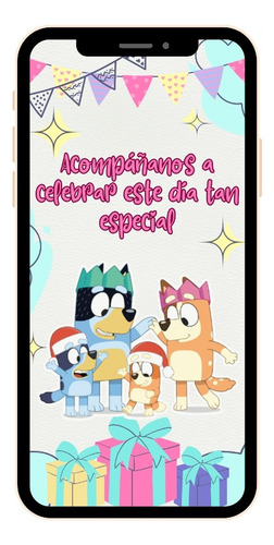 Invitación Digital Bluey Video Animado Cumpleaños Fiesta